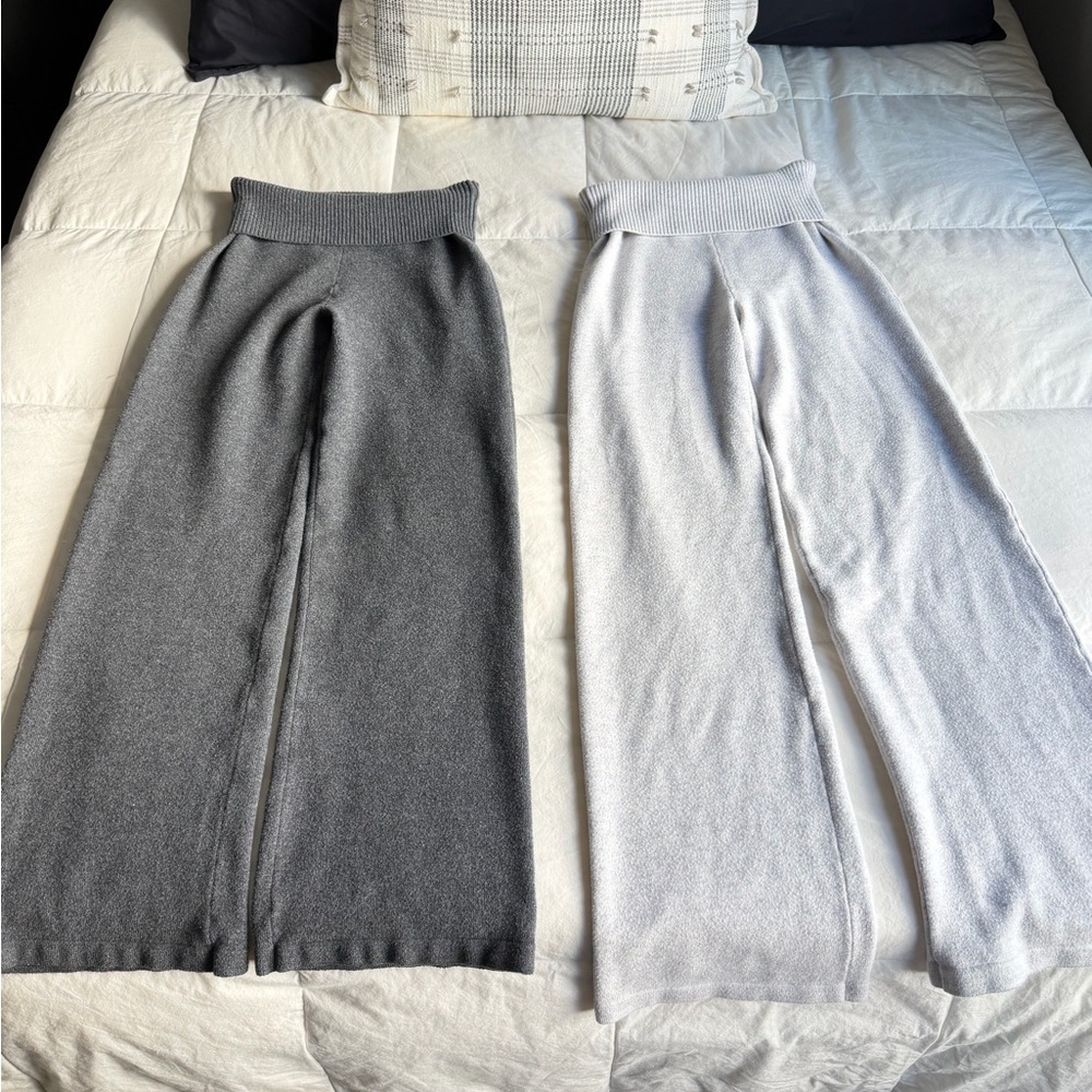 Gray and White Knit Pants